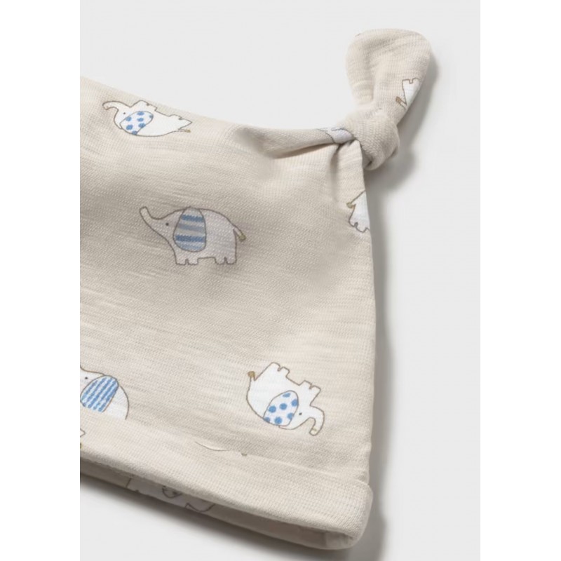 Mayoral Better Cotton Βρεφικό Σετ Μακρυμάνικο Ολόσωμο Φορμάκι Με Κλειστό Πέλμα Και Σκουφάκι 2 τμχ Μπεζ 26-01718-068