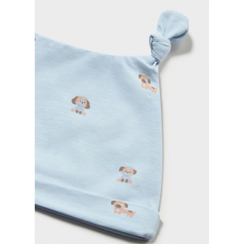 Mayoral Better Cotton Βρεφικό Σετ Μακρυμάνικο Ολόσωμο Φορμάκι Με Κλειστό Πέλμα Και Σκουφάκι 2 τμχ Σιέλ 26-01718-069