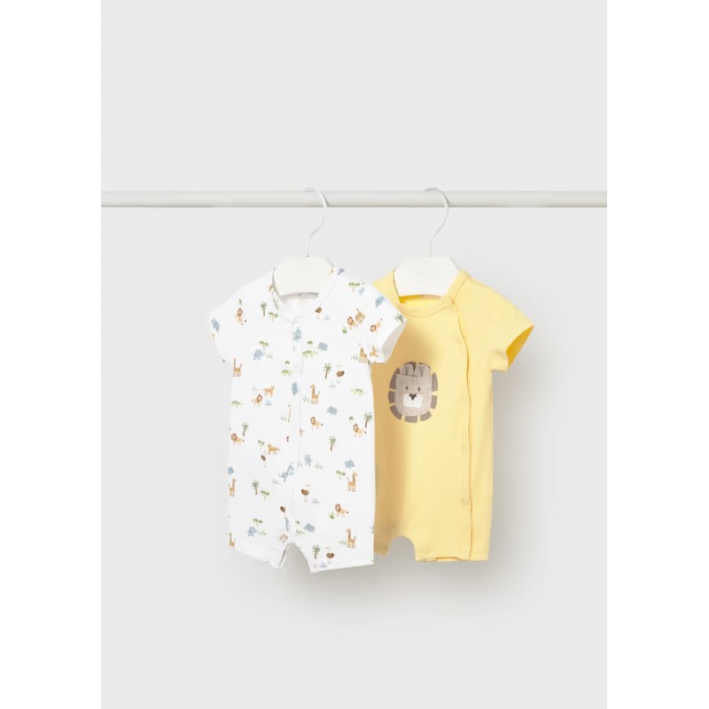 Mayoral Better Cotton Βρεφικό Σετ Κοντομάνικα Φορμάκια 2 τμχ Κίτρινο 26-01719-073
