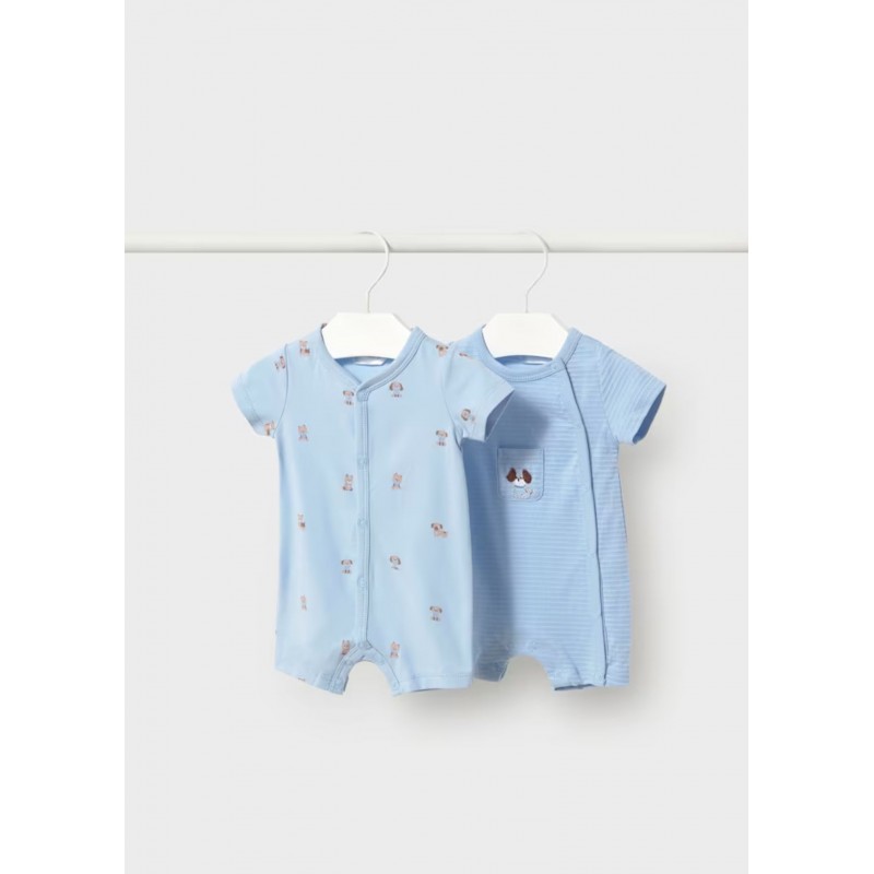 Mayoral Better Cotton Βρεφικό Σετ Κοντομάνικα Φορμάκια 2 τμχ Σιέλ 26-01719-075
