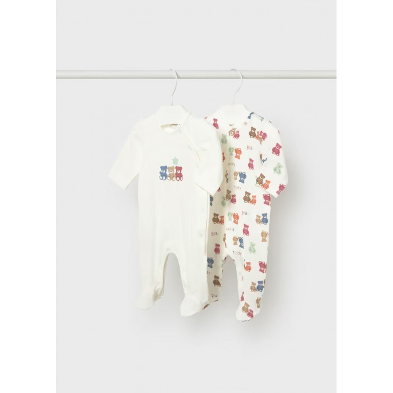 Mayoral Better Cotton Βρεφικό Σετ Μακρυμάνικα Ολόσωμα Φορμάκια Με Κλειστό Πέλμα 2 τμχ Κεραμικό 26-01720-078