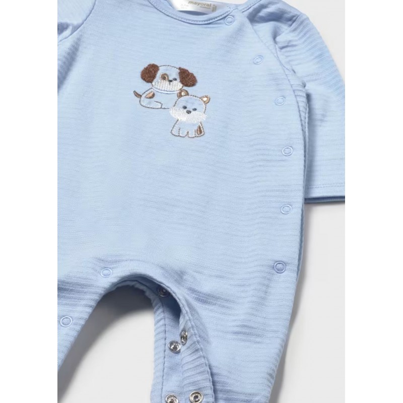 Mayoral Better Cotton Βρεφικό Σετ Μακρυμάνικα Ολόσωμα Φορμάκια Με Κλειστό Πέλμα 2 τμχ Σιέλ 26-01720-079