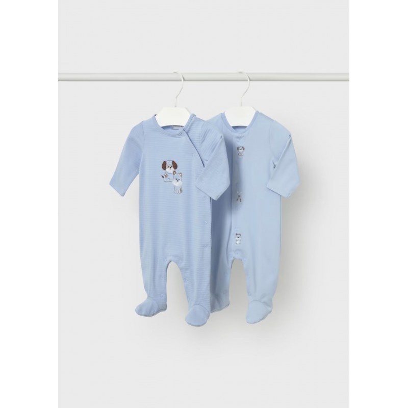 Mayoral Better Cotton Βρεφικό Σετ Μακρυμάνικα Ολόσωμα Φορμάκια Με Κλειστό Πέλμα 2 τμχ Σιέλ 26-01720-079