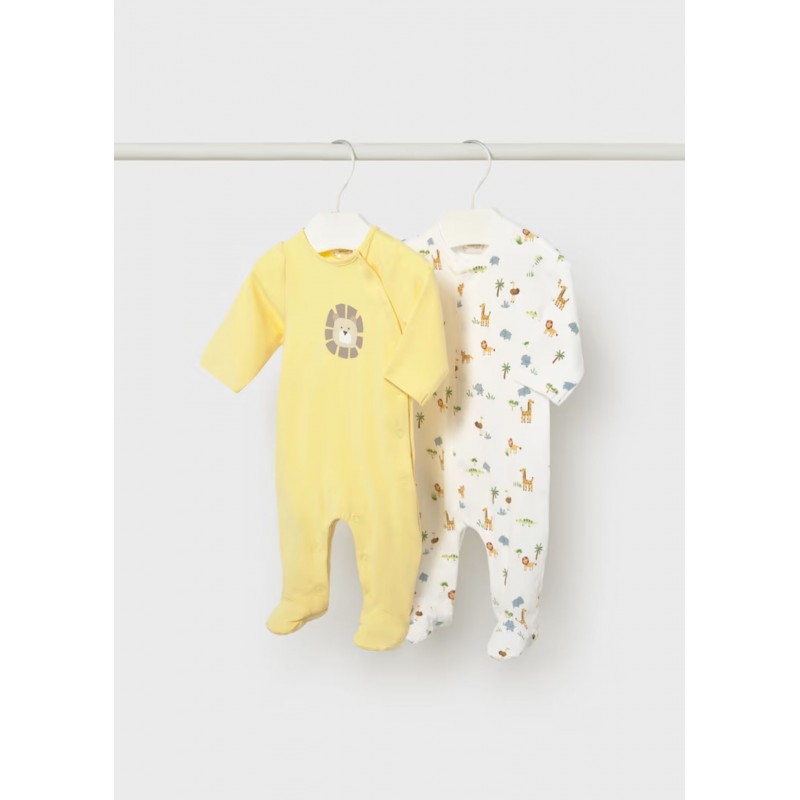 Mayoral Better Cotton Βρεφικό Σετ Μακρυμάνικα Ολόσωμα Φορμάκια Με Κλειστό Πέλμα 2 τμχ Κίτρινο 26-01720-080