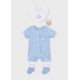 Mayoral Better Cotton Βρεφικό Σετ Δώρου Κοντομάνικο Φορμάκι, Σαλιάρα Και Καλτσάκια 4 τμχ Σιέλ 26-01727-081