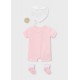 Mayoral Better Cotton Βρεφικό Σετ Δώρου Κοντομάνικο Φορμάκι, Σαλιάρα Και Καλτσάκια 4 τμχ Ροζ Μπεμπέ 26-01727-082