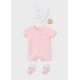 Mayoral Better Cotton Βρεφικό Σετ Δώρου Κοντομάνικο Φορμάκι, Σαλιάρα Και Καλτσάκια 4 τμχ Ροζ Μπεμπέ 26-01727-082