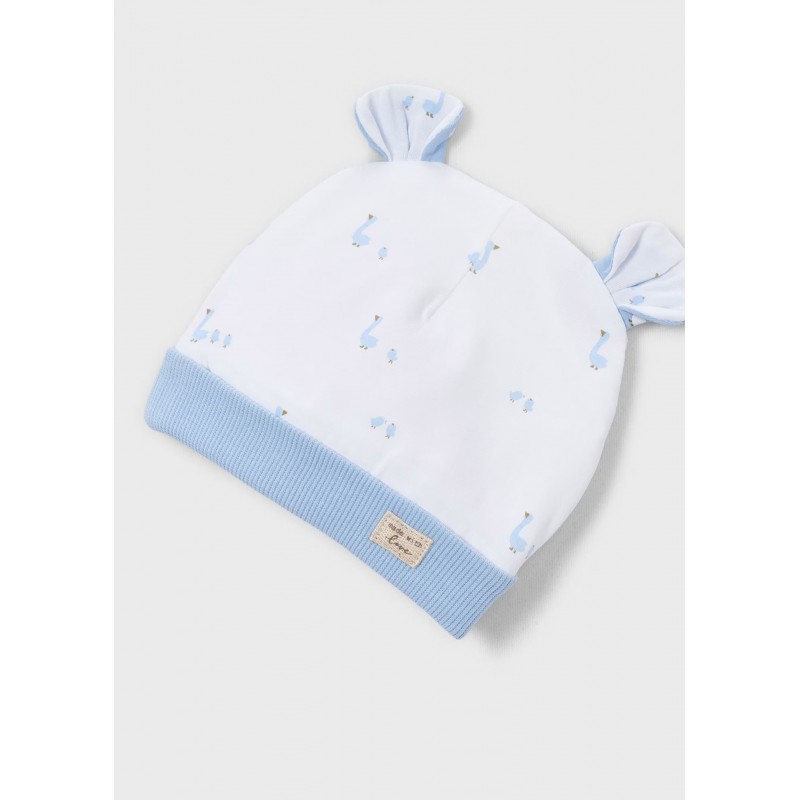 Mayoral Better Cotton Βρεφικό Σετ Δώρου Μακρυμάνικο Φορμάκι Με Κλειστό Πέλμα, Σαλιάρα Και Σκουφάκι 3 τμχ Σιέλ 26-01727-081