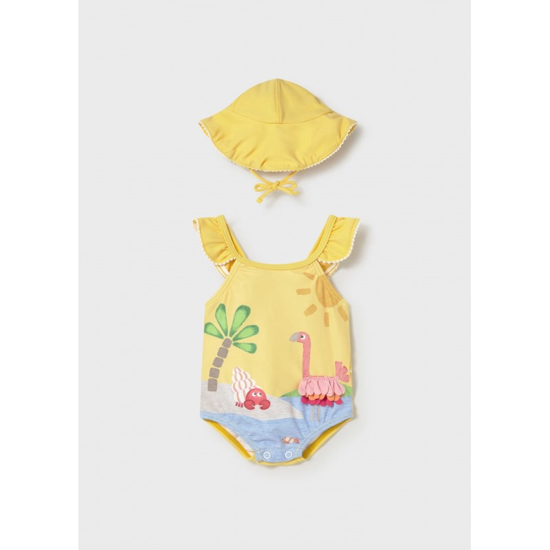 Mayoral Βρεφικό Σετ Ολόσωμο Μαγιό Και Καπελάκι 2 τμχ Μουσταρδί 26-01737-083