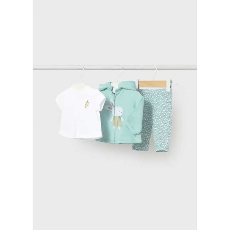 Mayoral Better Cotton Βρεφικό Σετ Κοντομάνικο Μπλουζάκι, Ζακετάκι Και Παντελονάκι 3 τμχ Φυστικί 26-01826-070