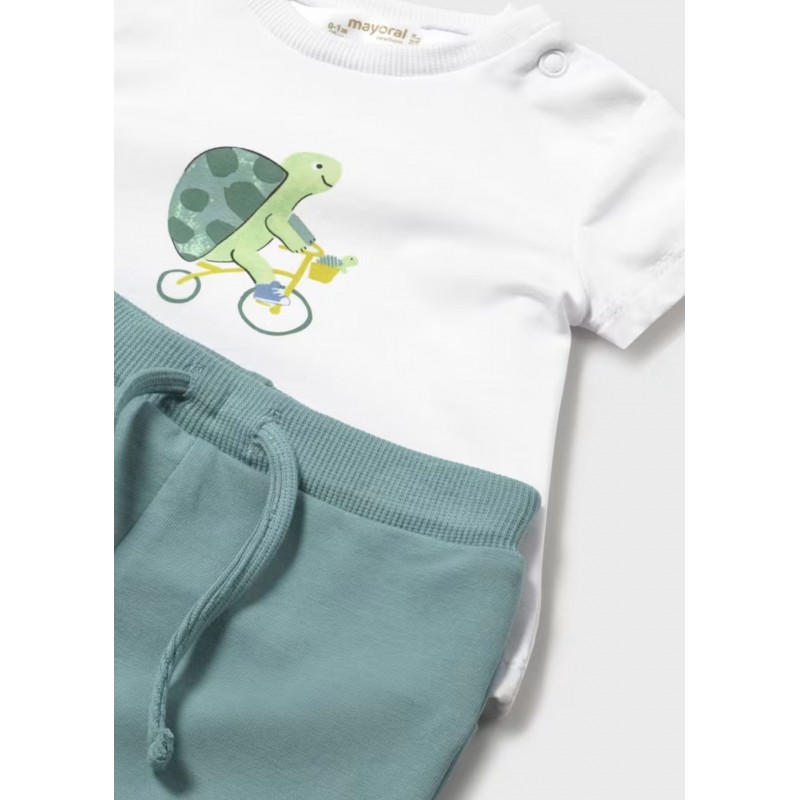 Mayoral Better Cotton Βρεφικό Σετ Κοντομάνικο Μπλουζάκι, Ζακετάκι Και Παντελονάκι 3 τμχ Πάπια 26-01893-030