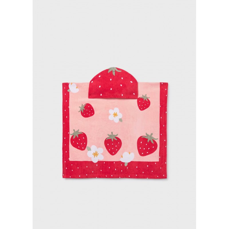 Mayoral Better Cotton Πόντσο Παραλίας Με Κουκούλα Για 0-18 Μηνών Κόκκινο 26-09113-069