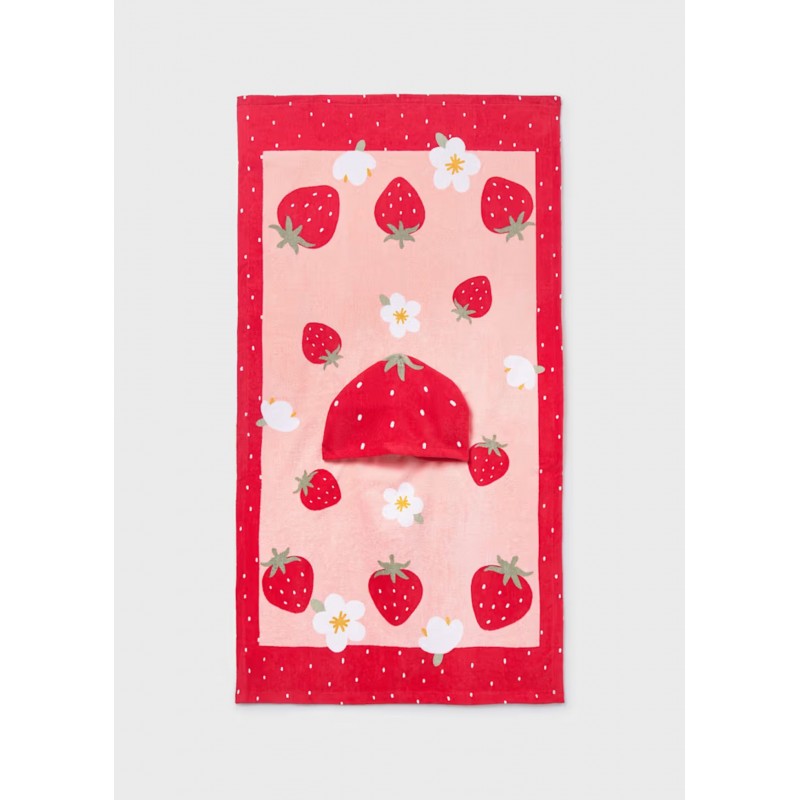 Mayoral Better Cotton Πόντσο Παραλίας Με Κουκούλα Για 0-18 Μηνών Κόκκινο 26-09113-069