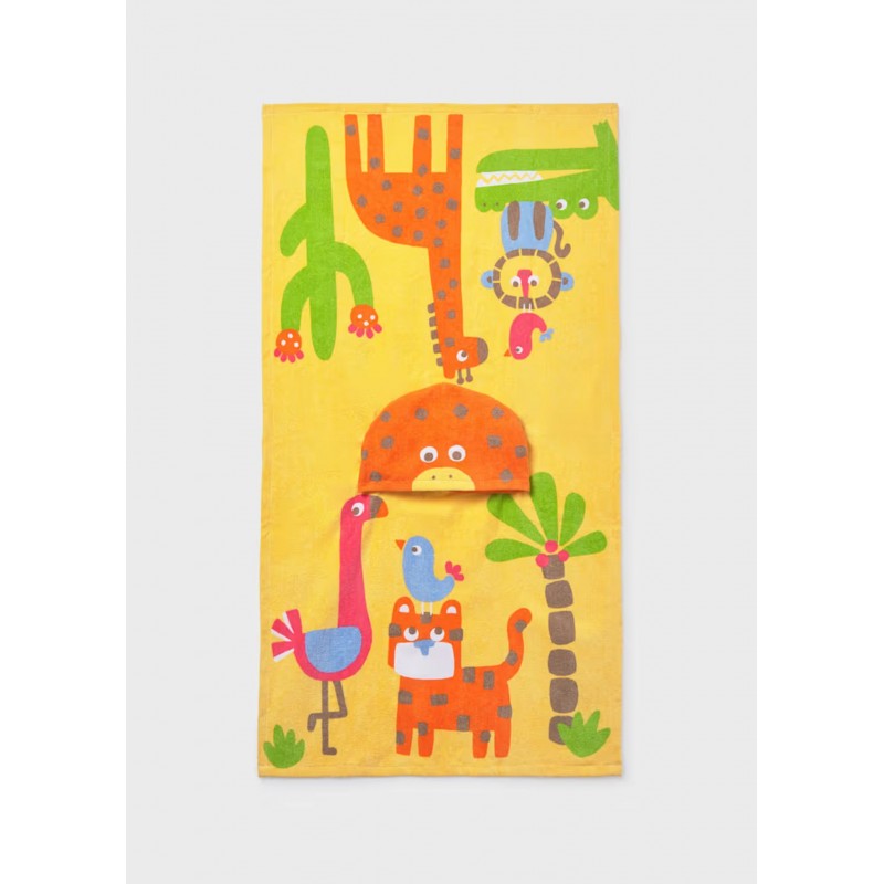 Mayoral Better Cotton Πόντσο Παραλίας Με Κουκούλα Για 0-18 Μηνών Μουσταρδί 26-09113-070