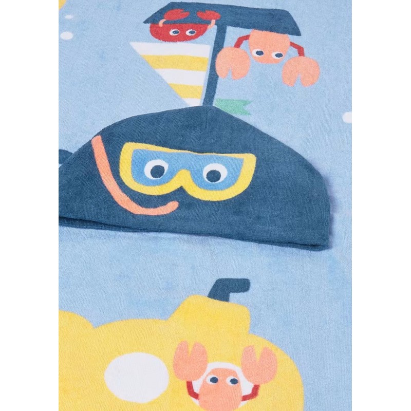 Mayoral Better Cotton Πόντσο Παραλίας Με Κουκούλα Για 0-18 Μηνών Μπλε 26-09114-074