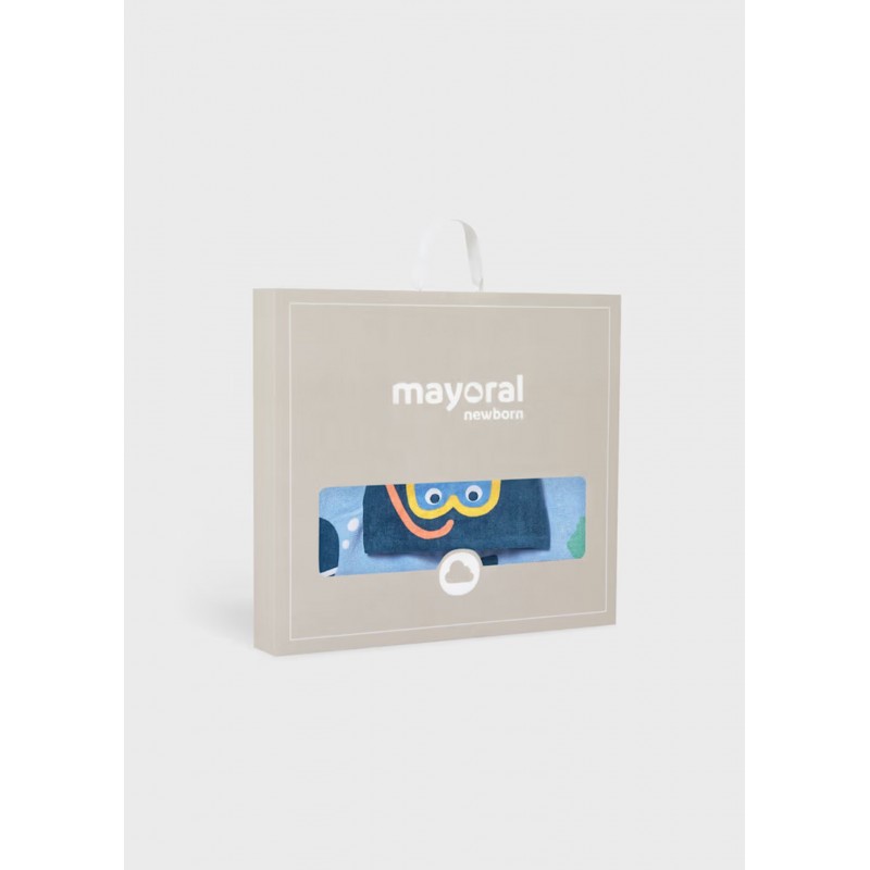 Mayoral Better Cotton Πόντσο Παραλίας Με Κουκούλα Για 0-18 Μηνών Μπλε 26-09114-074