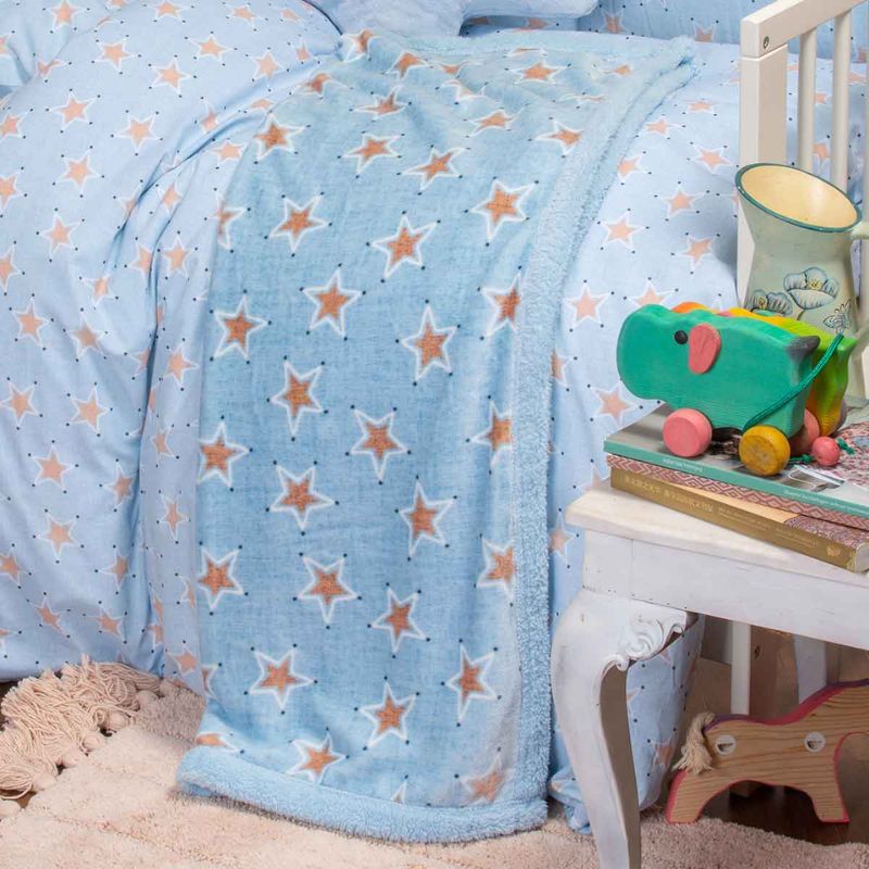 Melinen Flannel / Sherpa Κουβέρτα Αγκαλιάς 80cm*105cm Mini Stars Sky