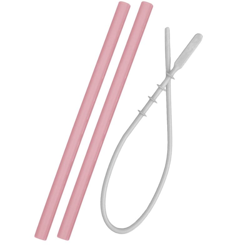 MinikOiOi Καλαμάκια Σιλικόνης Με Βουρτσάκι 2 τμχ Pink
