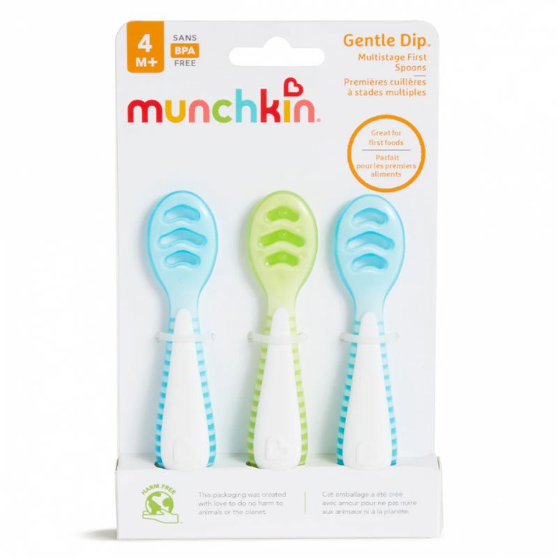 Munchkin Gentle Dip Σετ Κουταλάκια 3 τμχ Για 4+ Μηνών Μπλε-Πράσινο