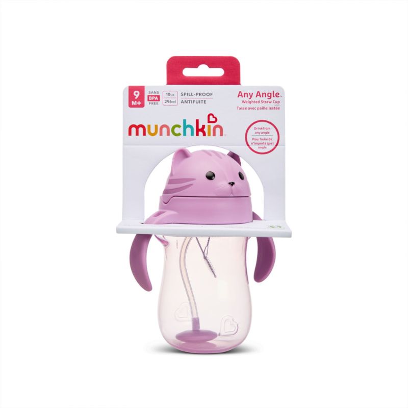 Munchkin Tip & Sip Ποτηράκι Με Λαβές Και Καλαμάκι Με Βαρίδιο Για 9+ Μηνών 296ml Cat
