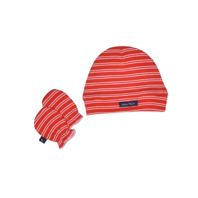 Nautica Σετ Σκουφάκι & 2 Γαντάκια 3 τμχ Κόκκινο Με Λευκές Ρίγες