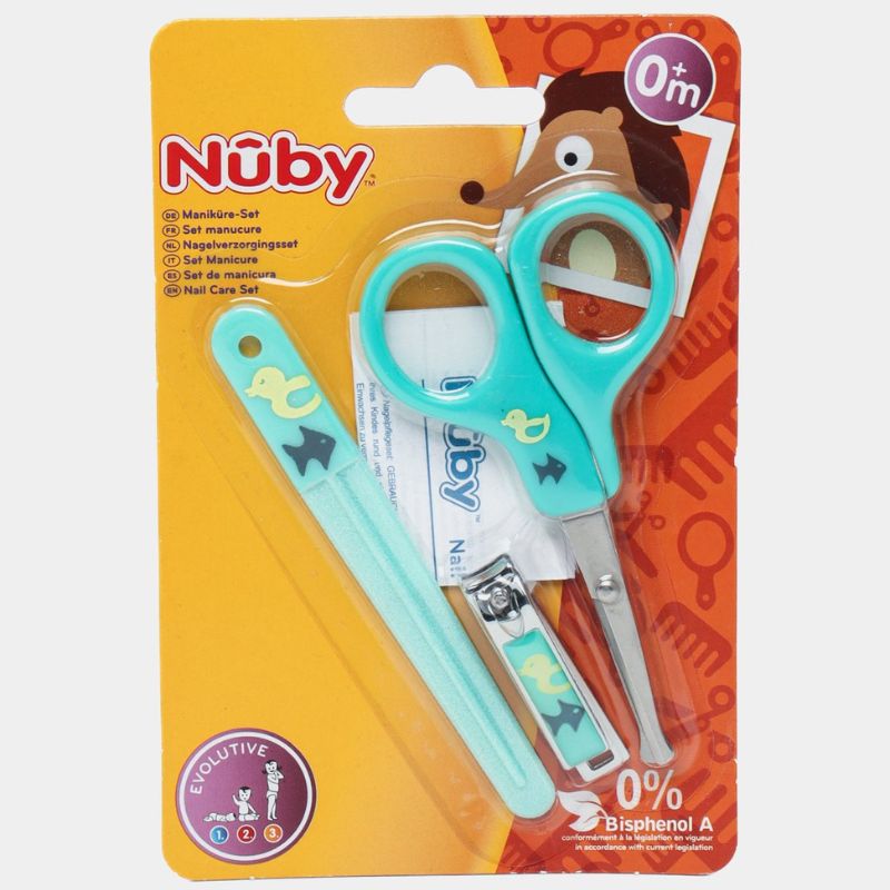 Nuby Σετ Μανικιούρ Με Ψαλιδάκι, Νυχοκόπτη Και Λίμα 3 τμχ Green