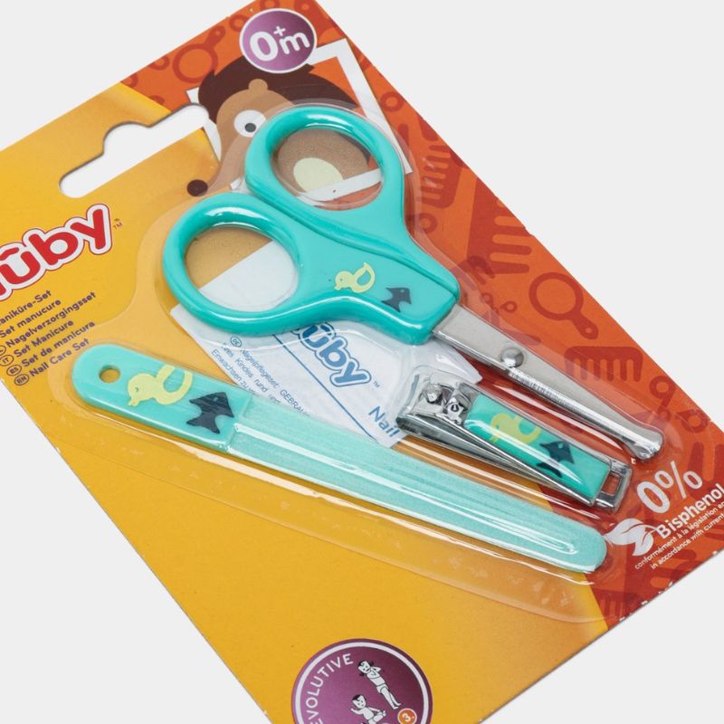 Nuby Σετ Μανικιούρ Με Ψαλιδάκι, Νυχοκόπτη Και Λίμα 3 τμχ Green