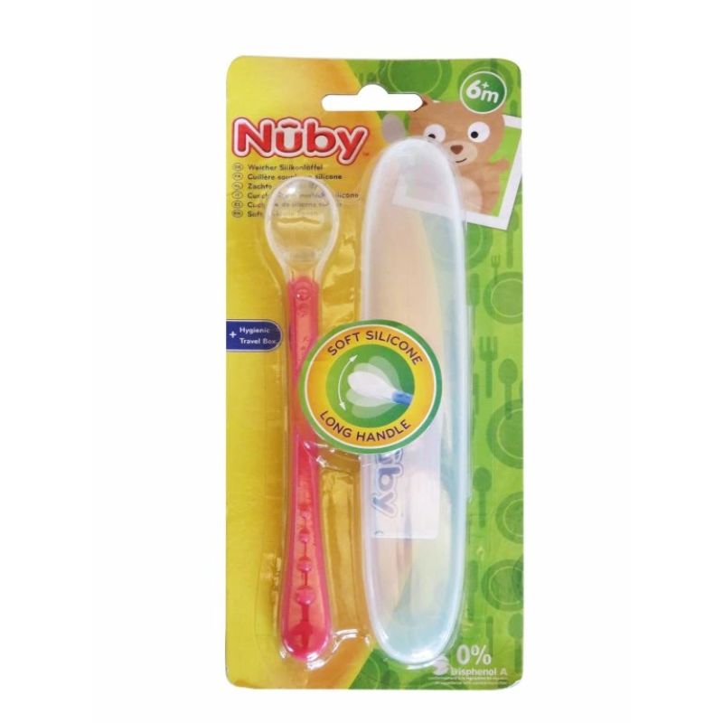 Nuby Μαλακό Σιλικονούχο Κουτάλι Για 6+ Μηνών Pink
