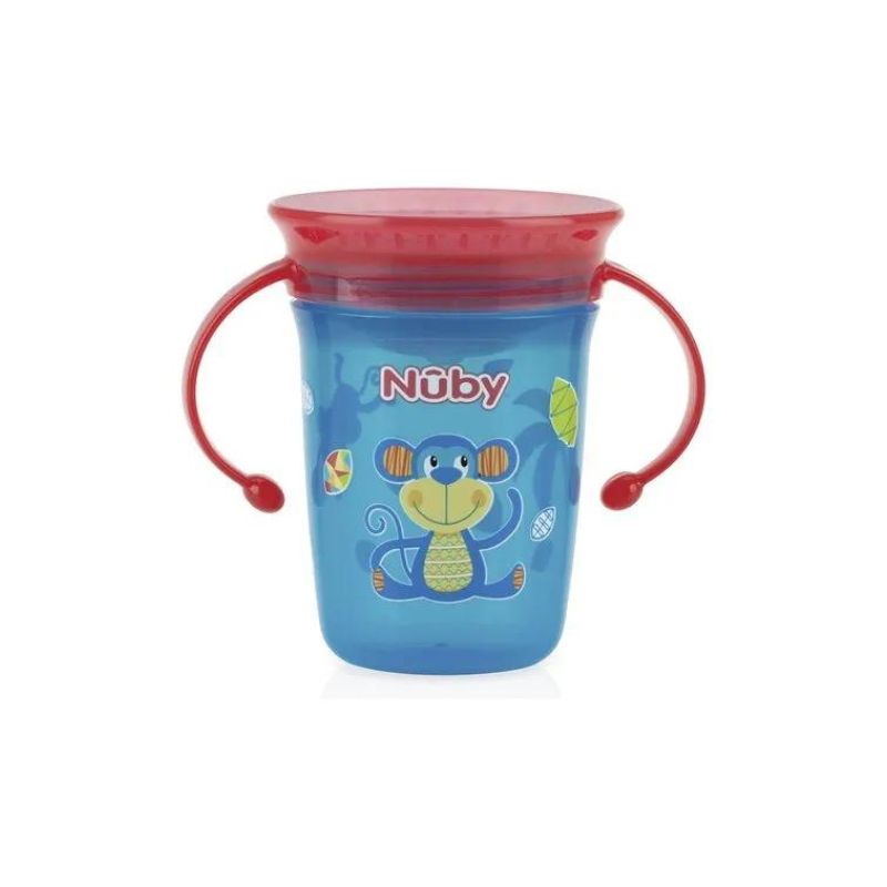 Nuby Wonder Cup Ποτηράκι 360° Με Χερούλια Και Καπάκι 240ml Για 6+ Μηνών Μπλε