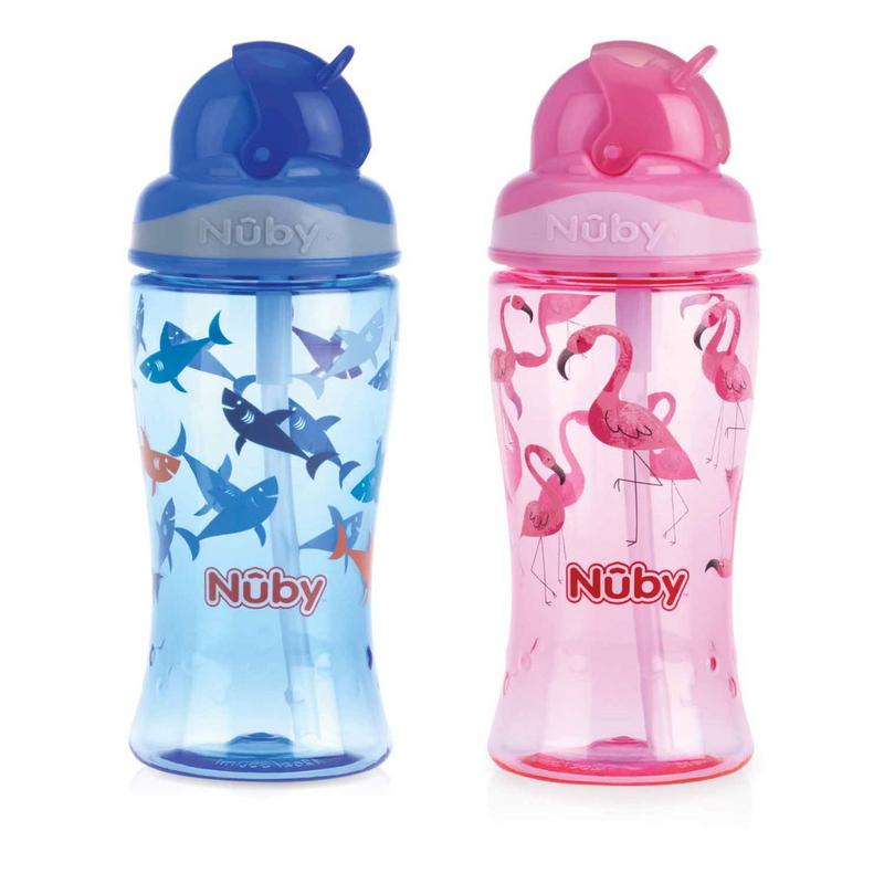 Nuby Flip-it Ποτηράκι Με Σιλικονούχο Καλαμάκι 360ml Σε Διάφορα Χρώματα