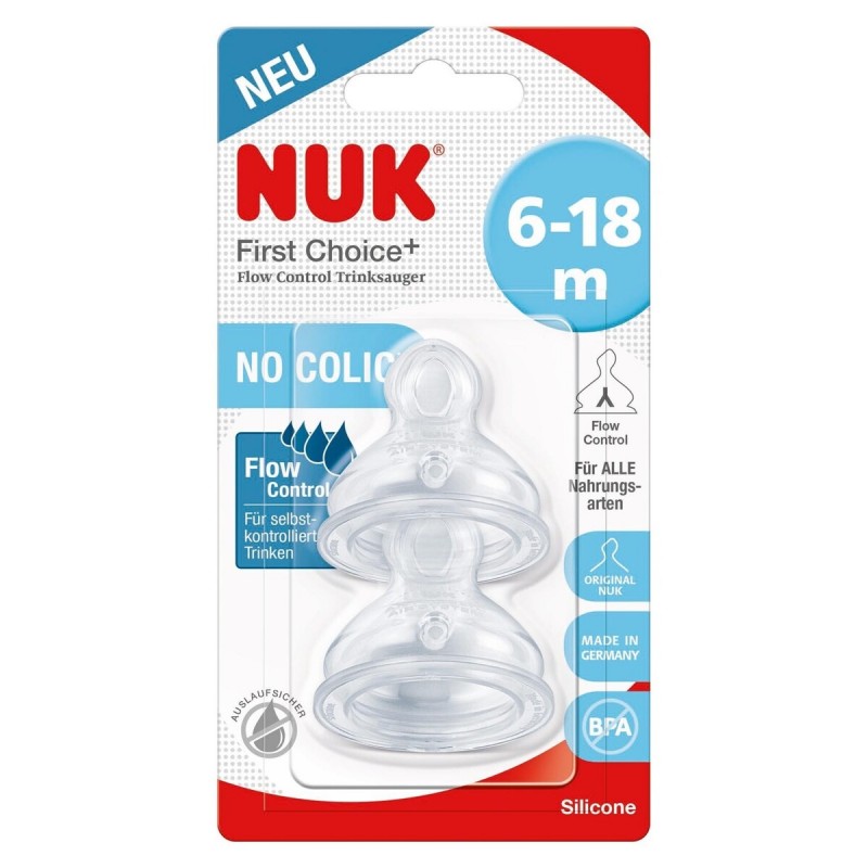 Nuk First Choice Plus Θηλές Σιλικόνης 2 τμχ 6-18 Μηνών Flow Control