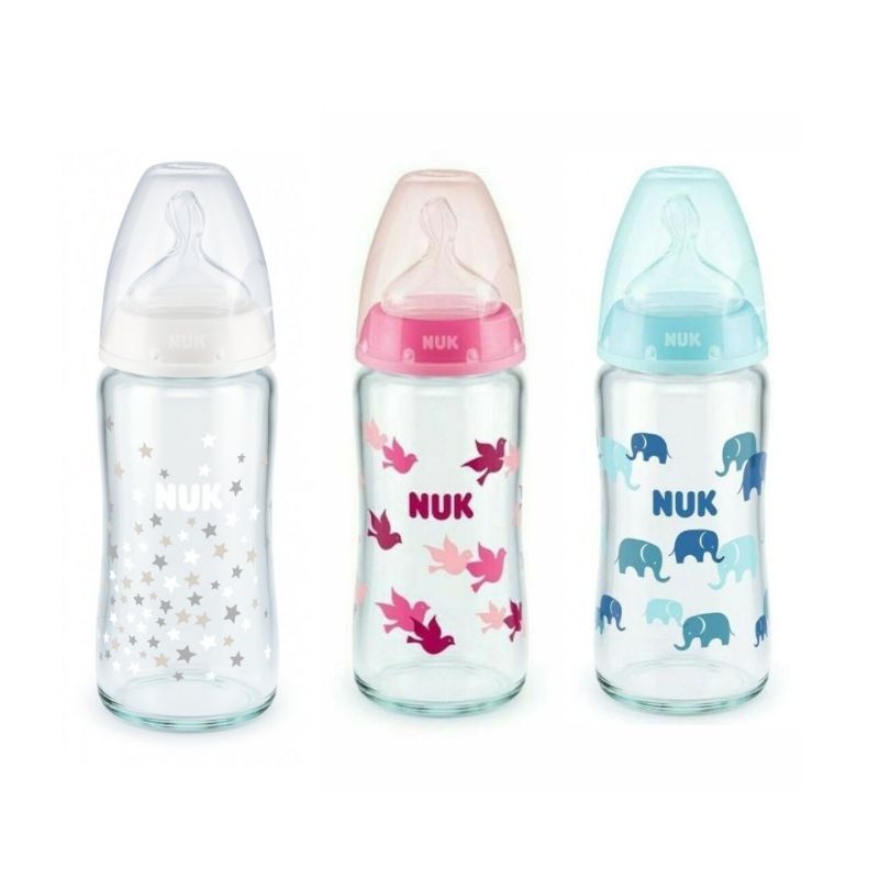 Nuk First Choice Μπιμπερό Γυάλινο Με Θηλή Σιλικόνης 0-6m 1 τμχ 240ml Σε Διάφορα Χρώματα