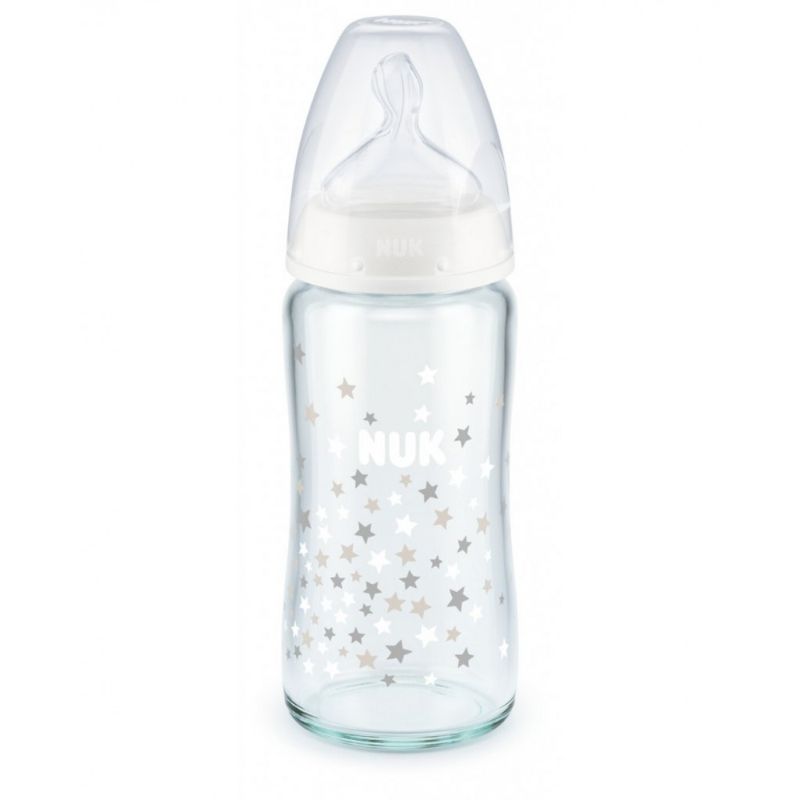 Nuk First Choice Μπιμπερό Γυάλινο Με Θηλή Σιλικόνης 0-6m 1 τμχ 240ml Σε Διάφορα Χρώματα