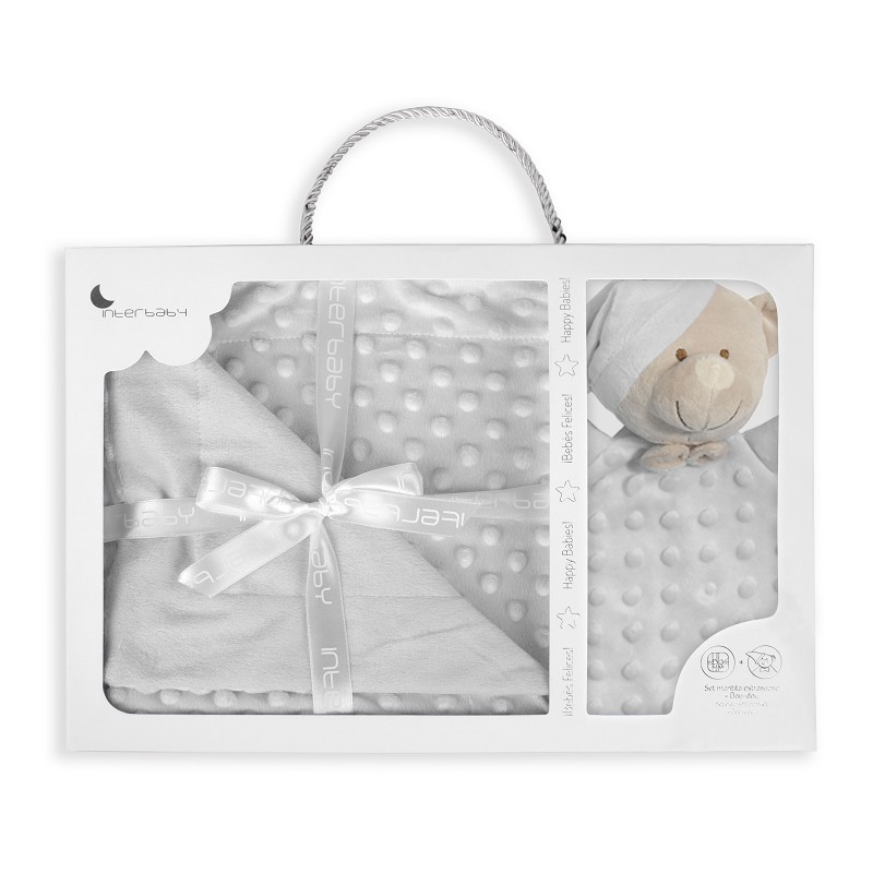 INTERBABY ΣΕΤ ΚΟΥΒΕΡΤΑΚΙ & ΑΡΚΟΥΔΑΚΙ ΓΚΡΙ