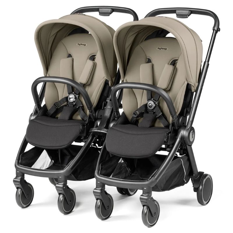 Peg Perego City Loop Βρεφικό Καρότσι Για Δίδυμα Vanilla Blend Με Σκελετό True Black