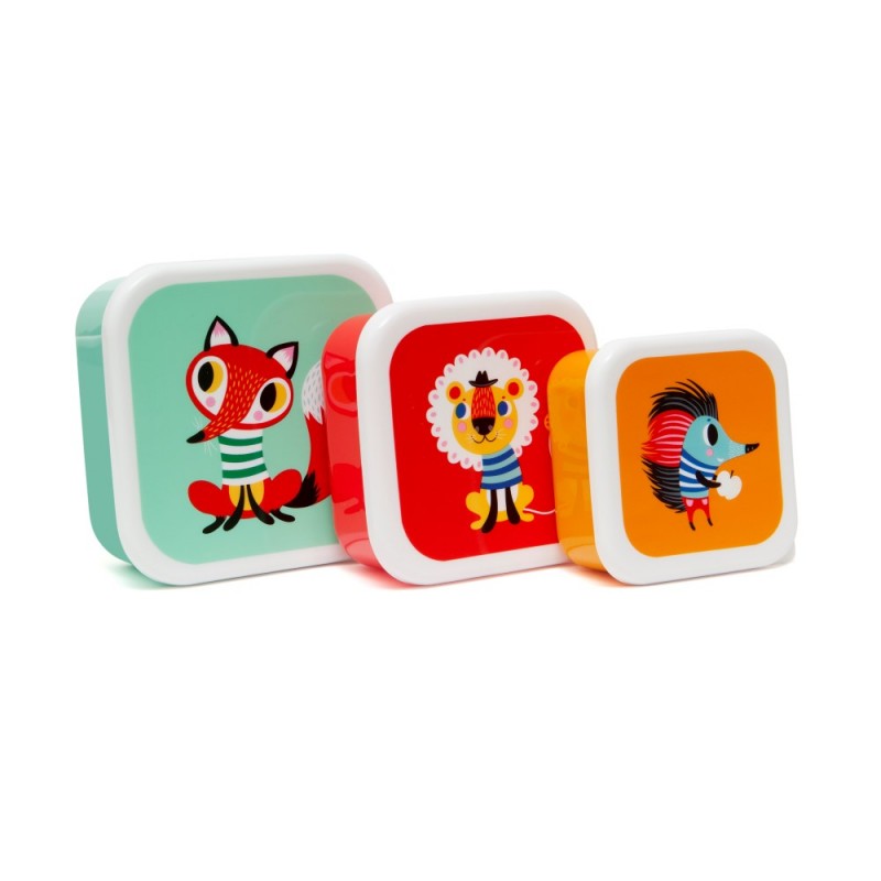 Petit Monkey Lunchbox σετ 3 Φαγητοδοχεία Animals