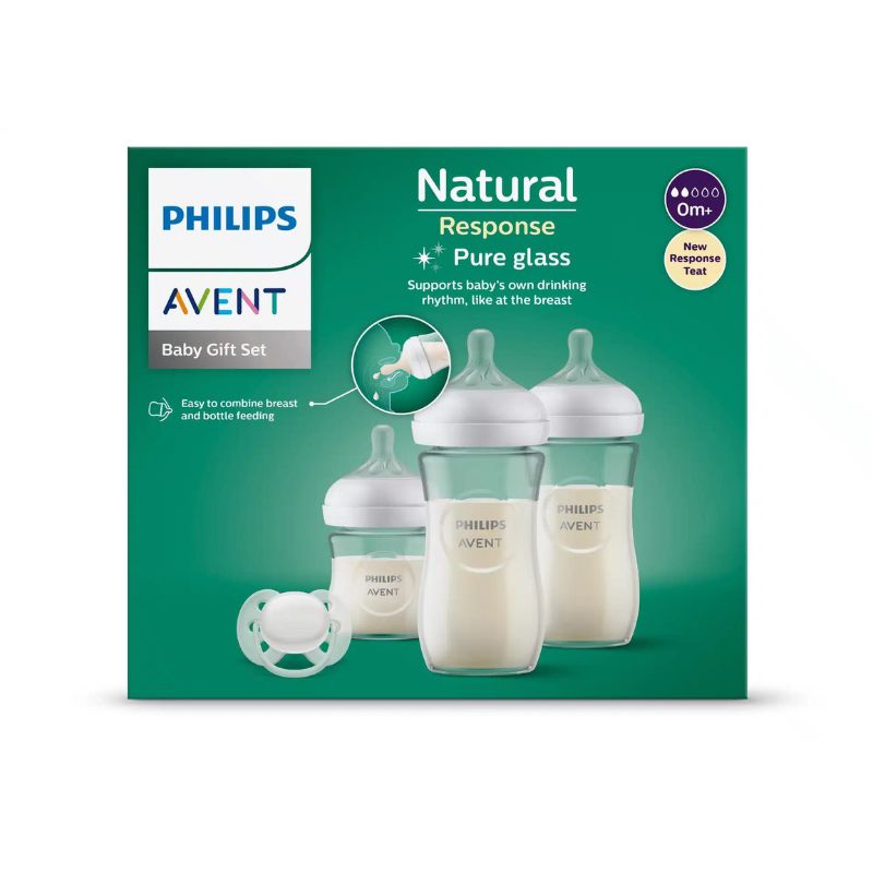 Philips Avent Natural Response Σετ Δώρου Για Νεογέννητο Με 3 Γυάλινα Μπιμπερό Και Ultra Soft Πιπίλα