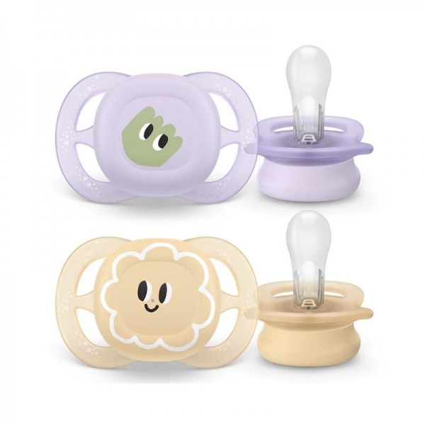 Philips Avent Ultra Start Σετ Σιλικονούχες Πιπίλες Για 0-2 Μηνών Light Pink / Light Yellow Με Σχέδιο
