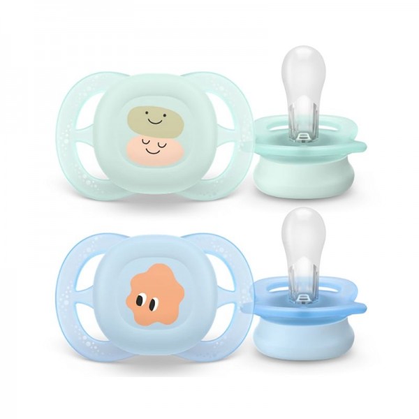 Philips Avent Ultra Start Σετ Σιλικονούχες Πιπίλες Για 0-2 Μηνών Light Green / Light Blue Με Σχέδιο