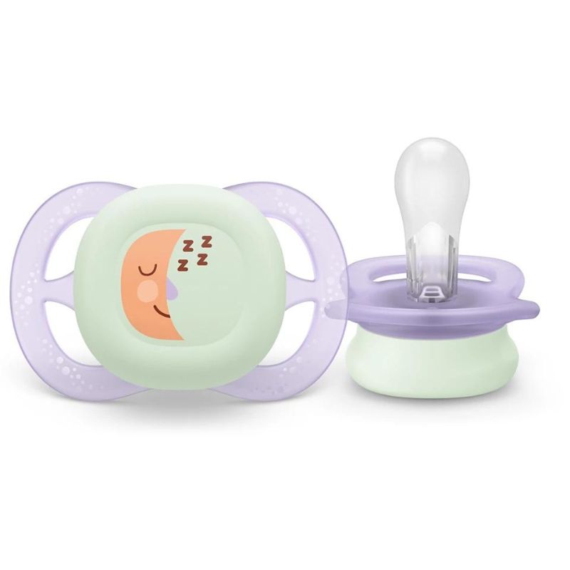 Philips Avent Ultra Start Nighttime Πιπίλα 0-2 Μηνών Μωβ - Πορτοκαλί Με Σχέδιο