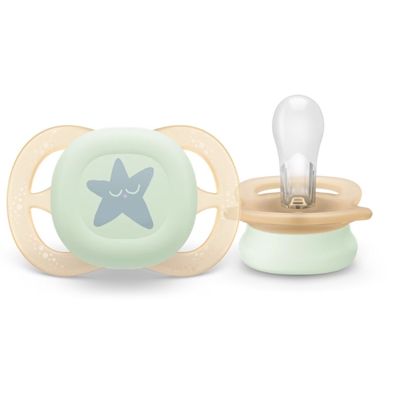 Philips Avent Ultra Start Nighttime Πιπίλα 0-2 Μηνών Μωβ - Πορτοκαλί Με Σχέδιο