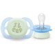 Philips Avent Ultra Soft Nighttime Σετ Πιπίλες 2 τμχ 0-2 Μηνών Πράσινο-Μπλε Με Σχέδιο