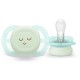 Philips Avent Ultra Soft Nighttime Σετ Πιπίλες 2 τμχ 0-2 Μηνών Πράσινο-Μπλε Με Σχέδιο