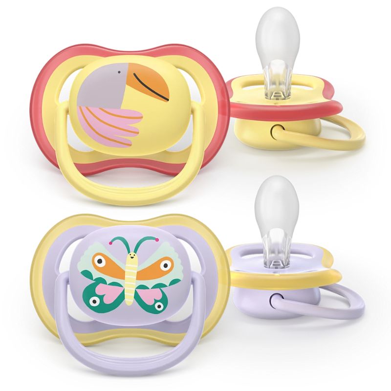 Philips Avent Ultra Air Σετ Σιλικονούχες Πιπίλες Για 0-6 Μηνών Light Pink / Light Yellow