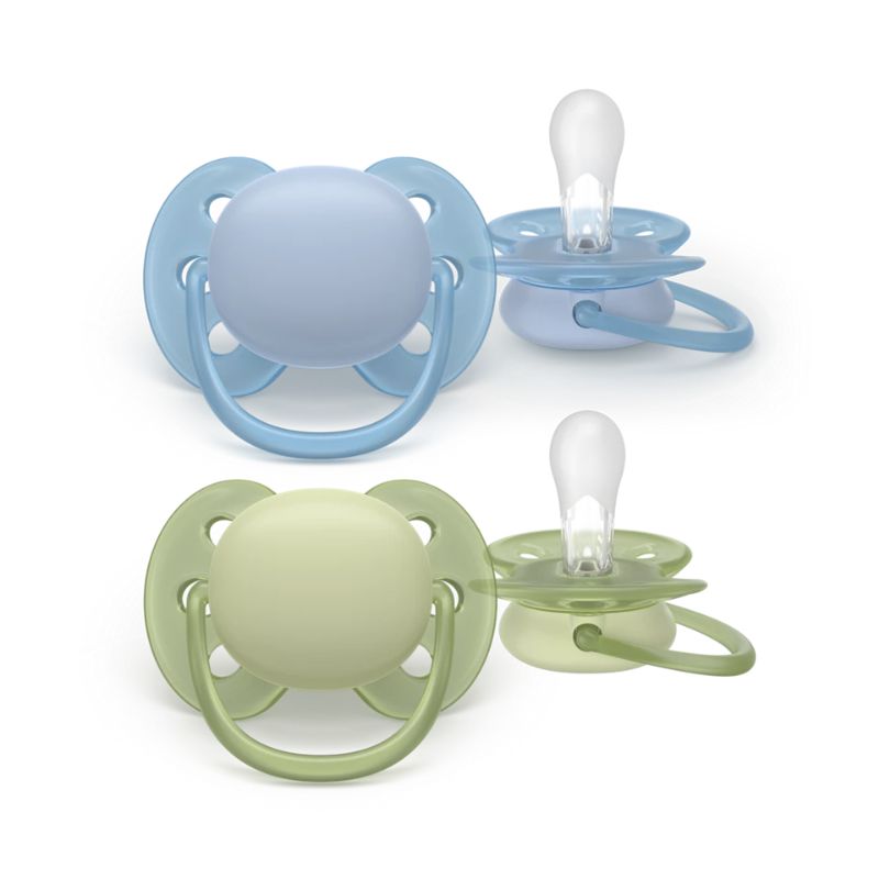 Philips Avent Ultra Soft Σετ Σιλικονούχες Πιπίλες Για 0-6 Μηνών Green / Blue