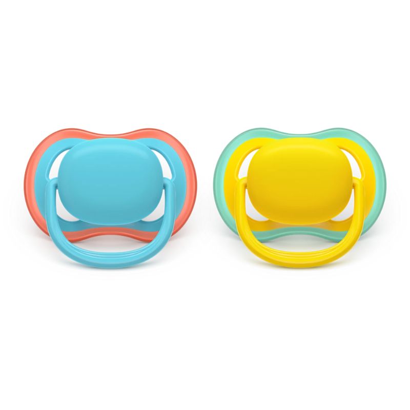 Philips Avent Ultra Air Σετ Σιλικονούχες Πιπίλες 2 τμχ Για 18+ Μηνών Yellow / Blue