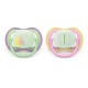 Philips Avent Ultra Air Nighttime Σετ Σιλικονούχες Πιπίλες 2 τμχ Για 6-18 Μηνών Green / Pink
