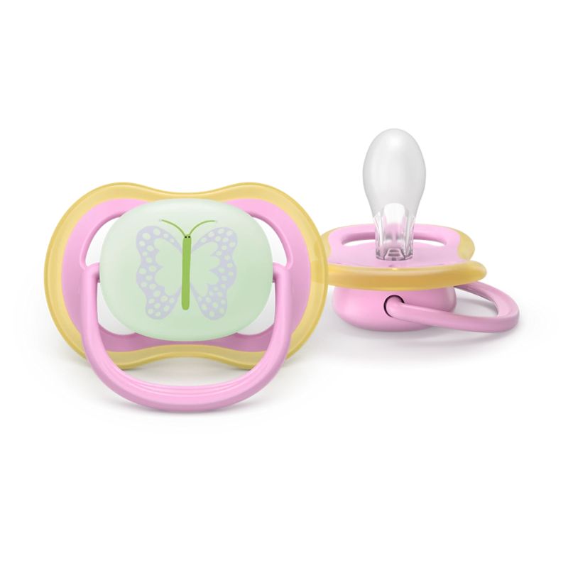 Philips Avent Ultra Air Nighttime Σετ Σιλικονούχες Πιπίλες 2 τμχ Για 6-18 Μηνών Green / Pink
