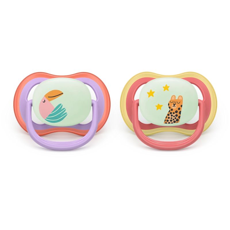 Philips Avent Ultra Air Nighttime Σετ Σιλικονούχες Πιπίλες 2 τμχ Για 18+ Μηνών Jungle Pink