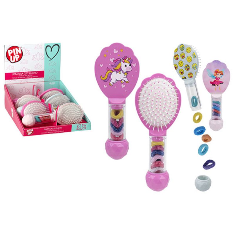 Pin Up Βούρτσα Μαλλιών 1 τμχ 21cm Με 5 Λαστιχάκια Σε Τυχαίο Σχέδιο